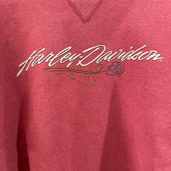 Vintage Harley-Davidson Red Cropped Sweatshirt - Picture 4 of 8